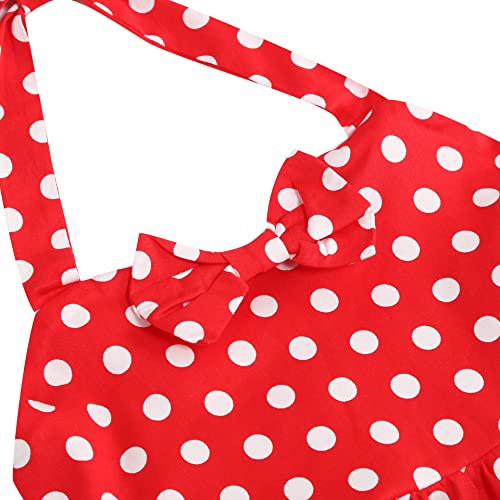 Kids Vintage Polka Dot 50S Girls Dress 1950S Dresses For Girls Halter Dress Princess Flower Girl Dress A Line Retro Sleeveless Swing Vintage 1950S Cocktail Dress Heart Neck Red Polka Dot 7-8 Years #TOP3