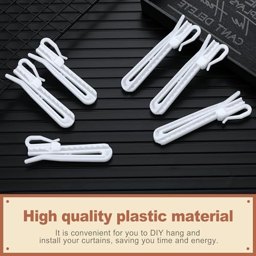 QivaZira 80 Pcs Adjustable Pinch Pleat Curtain Hooks 85x24mm Plastic Drapery Pins for Window Door Shower Curtains Track Rail Slider Hanger Set Home Improvement Hardware Parts by QivaZira - Used condition - Image 5