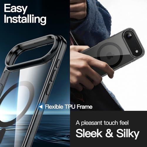 Image of JETech Magnetic Case for iPhone Air Compatible with MagSafe, Shockproof Phone Bumper Cover, Anti-Scratch Clear Back, 6.5-Inch Display (Black)