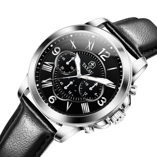 Leather Watches for Men Casual Waterproof Men's Chronograph Watch Luxury Dress Men Watch Classic Stainless Steel Analog Quartz Mens Wrist Watches with Date Luminous Large Face2