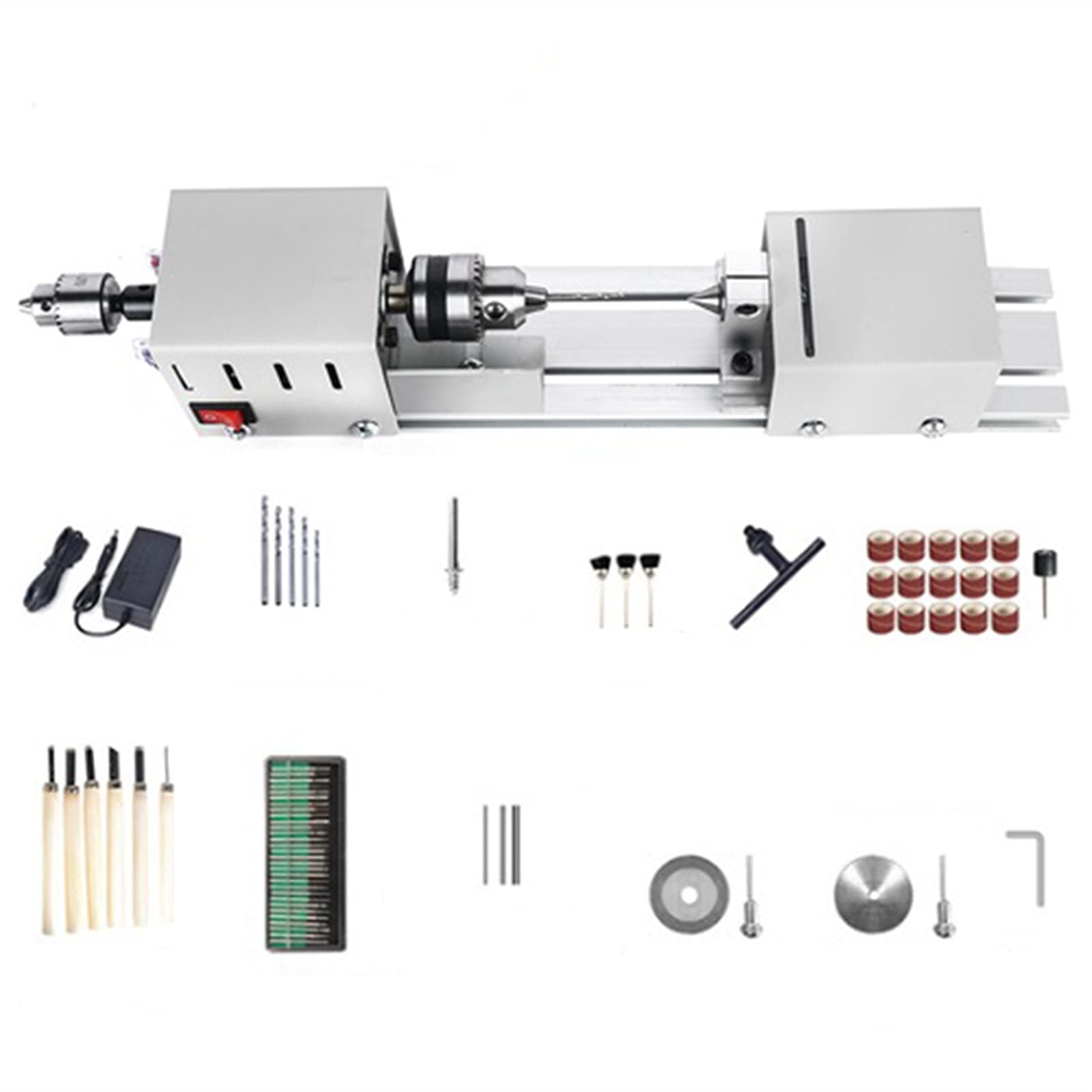 ZTBH Torno para carpintería 12-24V Mini Máquina de Torno Torno de Herramientas, carpintería Buda Pearl Molling Pulishing Mini Beads Machine Juego de Herramientas (Color : Group 2)