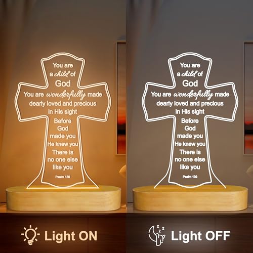 Baptism Gift for Girl Boy, Christening Gifts, Cross 3D Night Light LED Illusion Lamp,Soft Warm Lamp for Kids Bedroom Decoration, You are a Child of God by OkiyiD - Used condition - Image 6