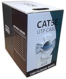 Efficient Cables CAT5E Plenum 1000FT Solid 350MHZ 24AWG UTP Bulk Blue CMP Network LAN Cable