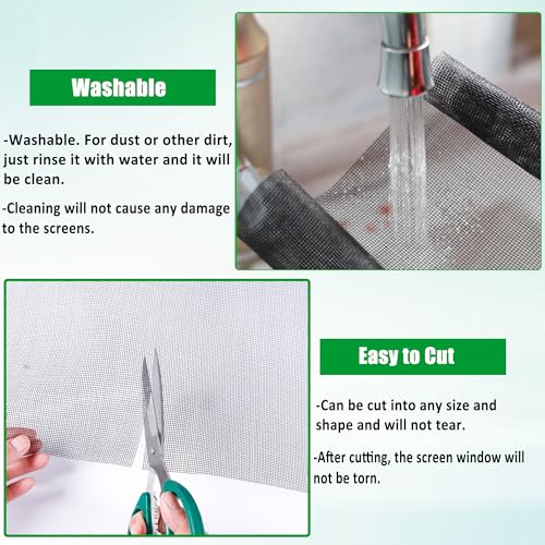 Fliegennetz Meterware 120 x 250 cm,Fiberglas Fliegengitter Fenster Mesh Gewebe Schneidbar Ersatznetz,DIY Insektenschutz Gaze Fenster, für Fenster, Dachfenster, Terrassentür (Schwarz)