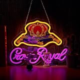 Yooyneon Neon Sign for Wall Décor Crown Art Neon Light Whiskey LED Signs with Dimmer for Man Cave Beer Bar Decor(17x13inch)
