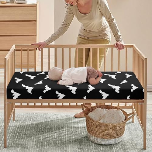 Image of Black Bat Fitted Crib Sheet Bats Baby Crib Sheet Fit Standard Crib and Toddler Mattress,Crib Mattress Sheets for Boys Girls 28 inchx52 inch