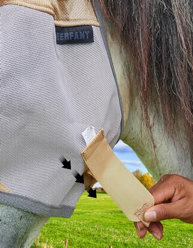 DEERFAMY Máscara de mosca para cavalos com malha elástica grande espaço para os olhos em cobertura t