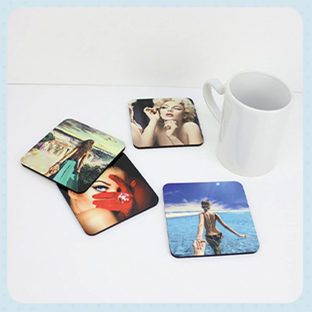 rflaueo 20pcs 9x9cm Sublimation Blanks Coasters Blank Heat Transfer Cup Mat for DIY Crafts Home Kitchen Decor(U12-20) - Image 3
