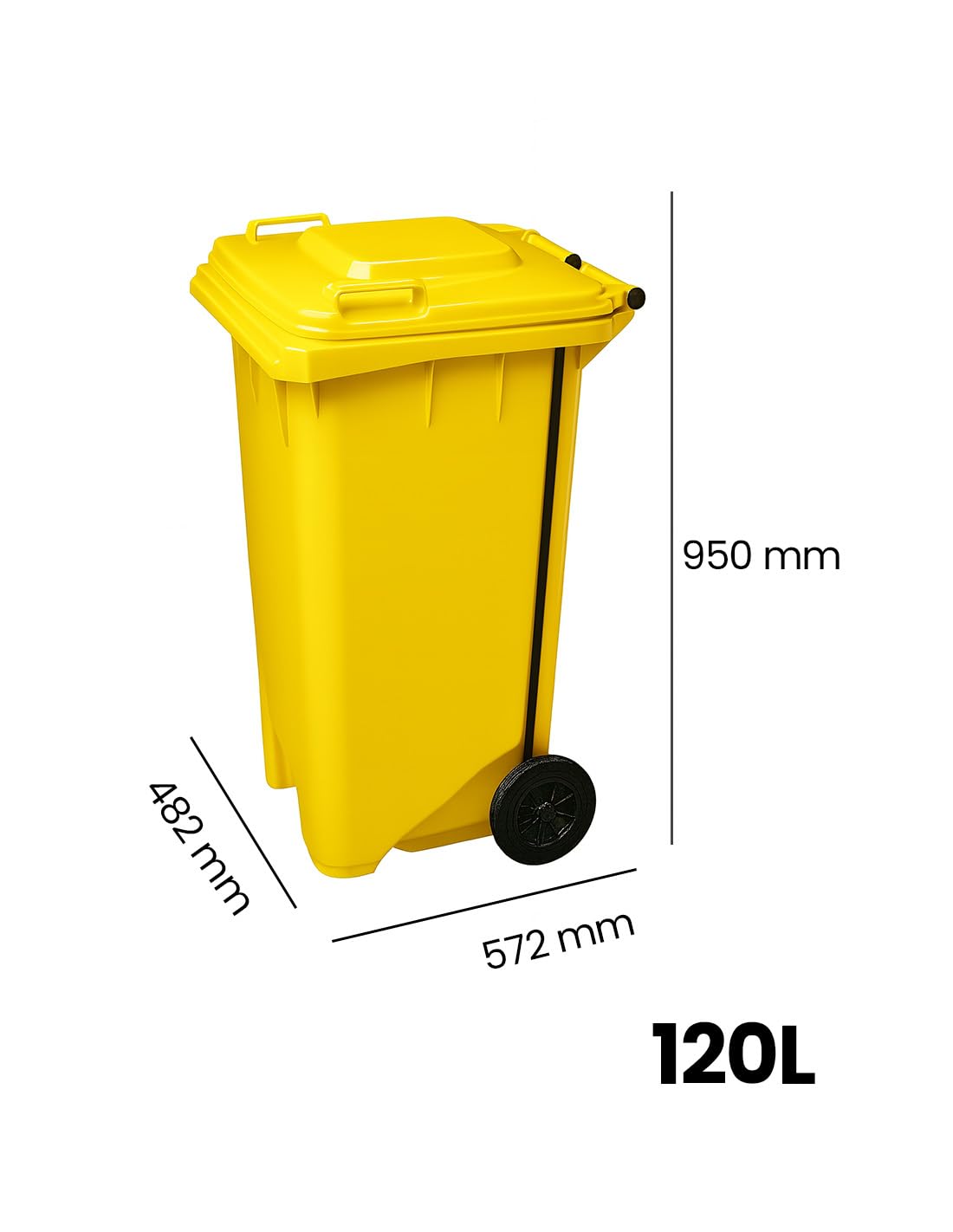 JARDIN202 - Contenedor de basura 120L - Con pedal - Amarillo