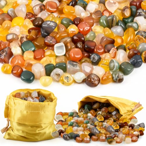 MOPLA 300g Mix di Pietre Preziose,9-12 cm Pietre Naturali Burattate,Miscela di Pietres Preziose Autentiche per Decorazione Gioielli DIY Mini Paesaggi,Mini Acquari Vasi da Fiori con Sacchetto Tessuto