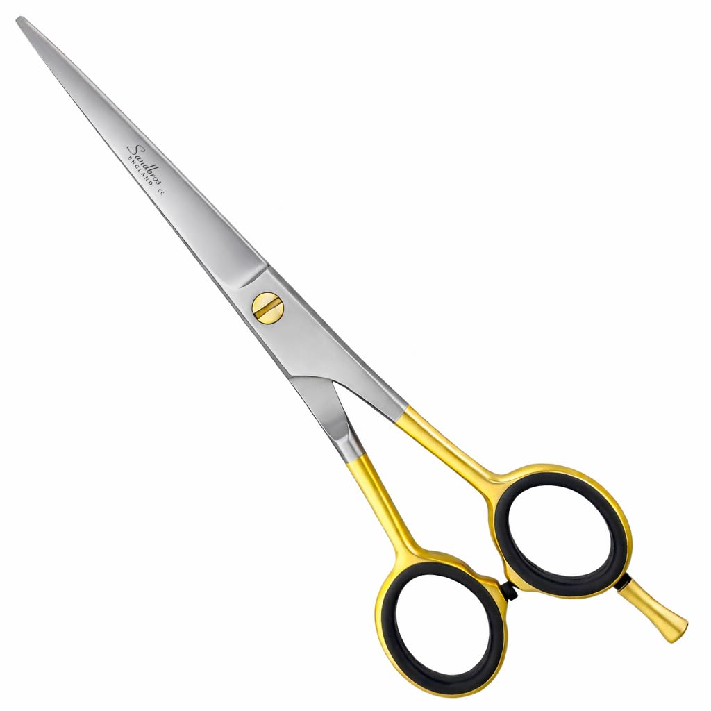 Sandbros Gold Touch Pet Grooming Scissors Straight Blades, 6 Inch Dog Shear, High Carbon Stainless Steel