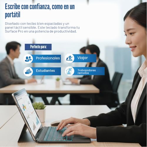 Teclado inalámbrico con trackpad para trabajar en cafeterías con tu Surface Pro 6 o 3 7