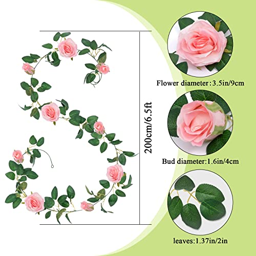 U'artlines 3Pcs Artificial Rose Vine Garland Total 19.5 Ft Silk Flower Hanging Baskets Plants For Indoor Outdoor Home Wedding Arch Garden Wall Decor(Set Of 3, Pink) #TOP5