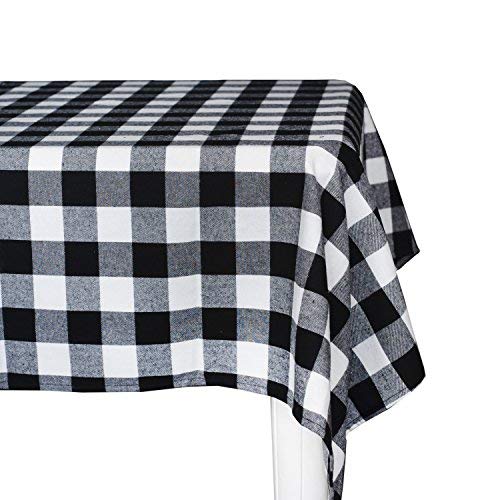 🛒 Crazy Deals Wemay Cotton Buffalo Check Plaid Rectangle Tablecloth Family Dinners Gatherings, Indoor Outdoor Parties, Everyday Use(54-Inch X 108-Inch, White & Black Seats 8-10 People)
