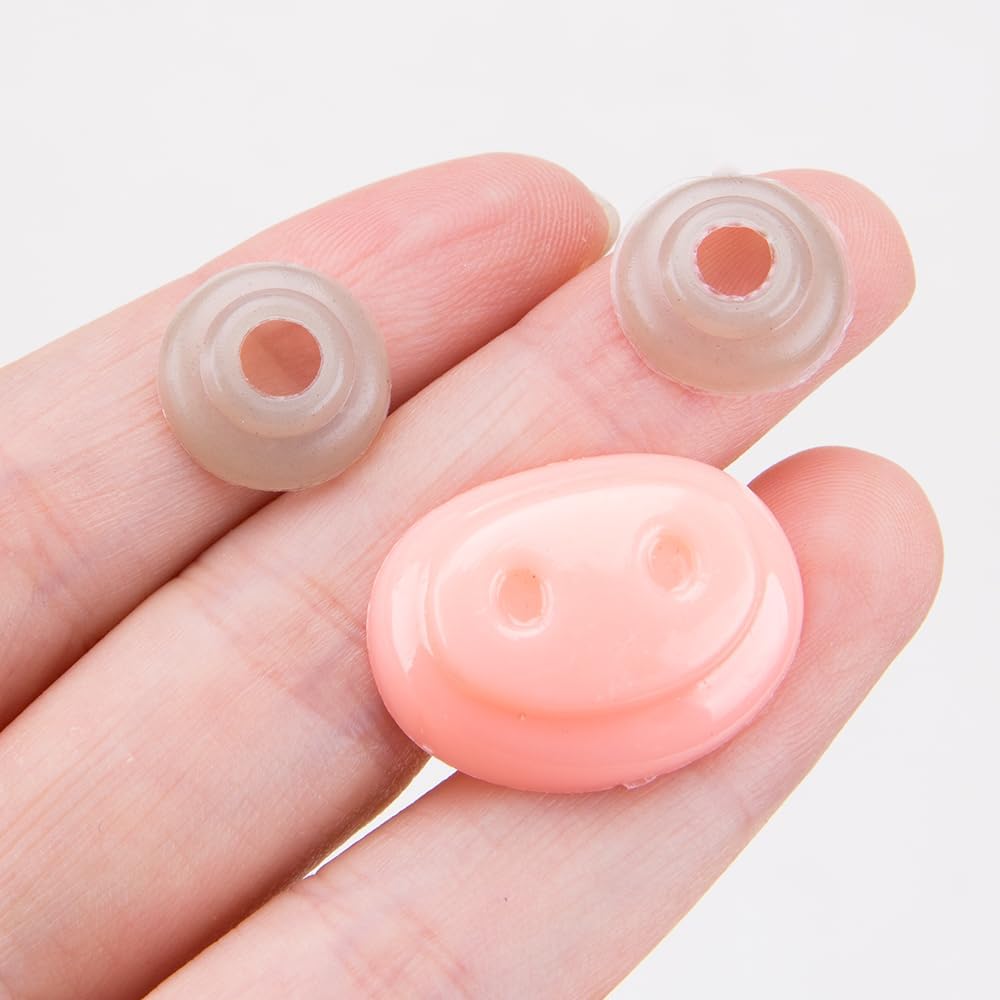 ZORZA 20Pcs Cute Pink Pig Snout Noses with Washers DIY Stuffed Animal Nose Replacement Plush Doll Accessories for Craft Enthusiasts