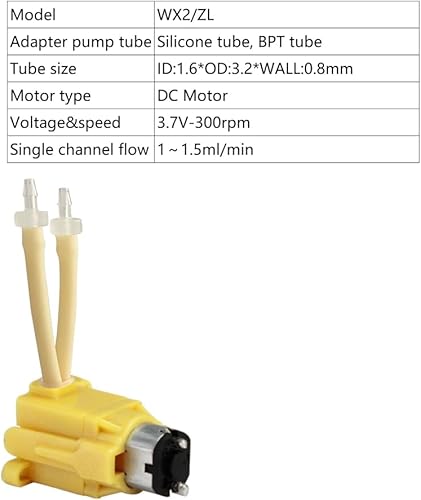 Miniatura 7 de Bomba peristáltica WX2 DC 3V 6V Micro Pequeño Mini OEM Bomba Peristáltica Médica Bomba de dosificación de líquido de agua (WX2ZL-3.7V-300R-Tubo de
