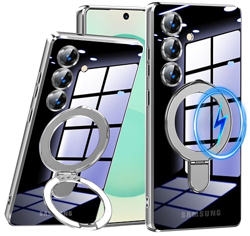 Galaxy S25 Plus �p �P�[�X �N���A �����O�t�� TPU �ϏՌ� Magnetic �Ή� �X�g���b�v�z�[���t�� �����Y�t�B���� �J���������Y�ی� �B���X�^���h ���b�L�o���p�[ �X�^���h�@�\ ���� �}�O�l�b�g���� �}�O�Z�[�t�Ή� ���^ �y�� ��