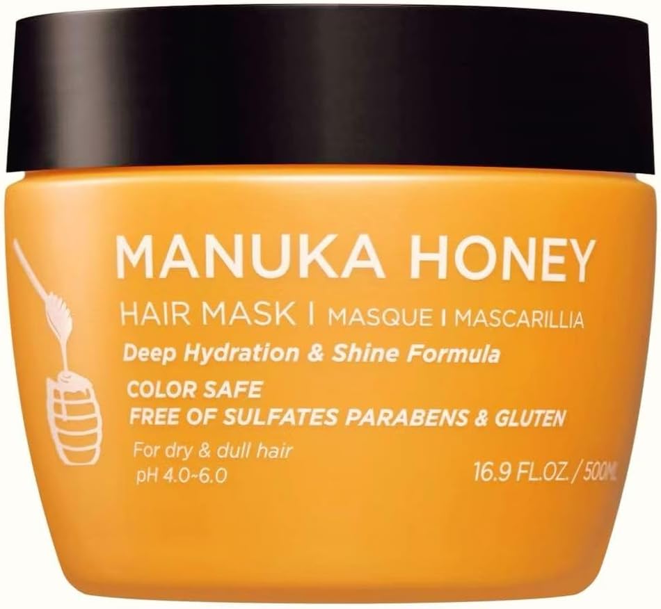 Luseta Manuka Honey Hair Mask for Dry Hair, Moisturizing 16.9oz | Long-Lasting Moisture, Restores Shine, Frizz Control, Helps Reduce Breakage, Easy Detangling, Lightweight Finish