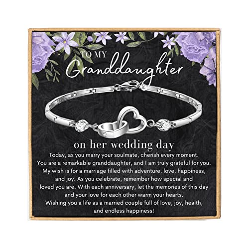 Image of To My Granddaughter on Her Wedding Day Bracelet Gift Heart Link Jewelry from Grandma or Grandpa, Bride Keepsake for Granddaughter's Marriage Celebration