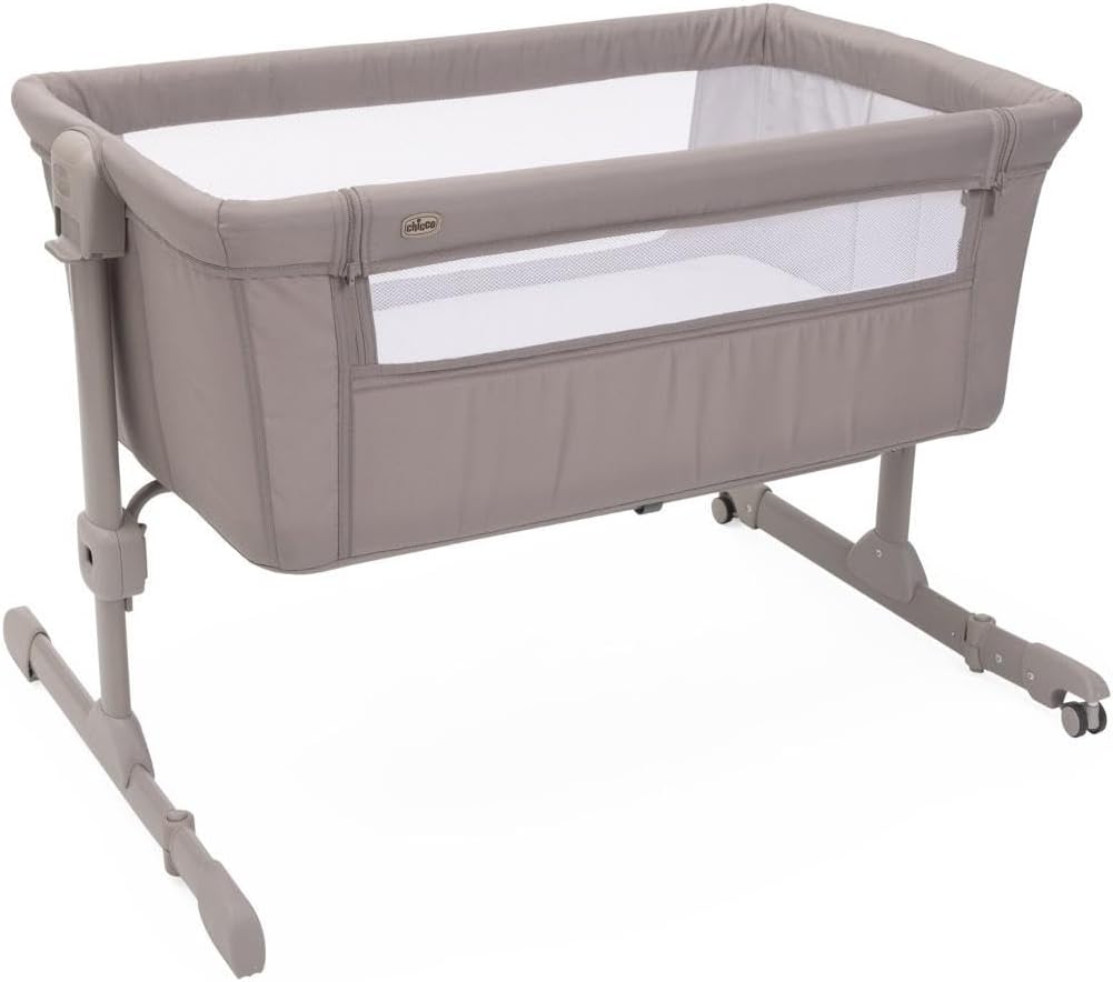 Next2Me Essential Cot Bed Cot Bed Compatible with Various Beds Height Adjustable Good Air Circulation Mattress and Bag Included 0-6 Months Beige