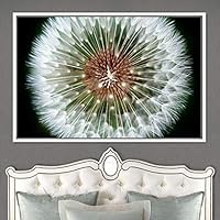 Framed Canvas Wall Art White Flower Portrait Bohemian Dark Dramatic Floral Multicolor Petal Photography Portrait - 16x24 inches