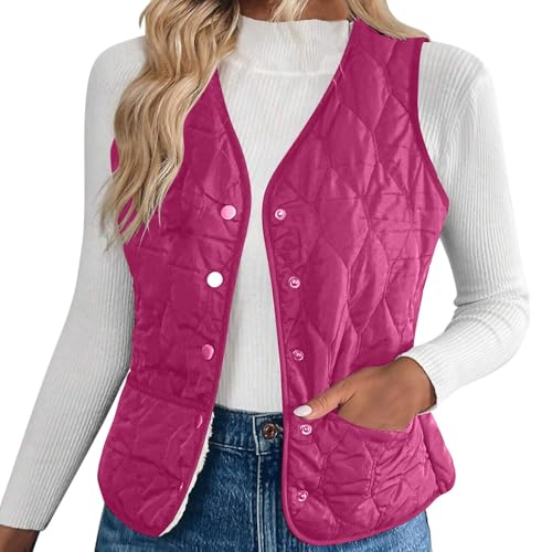 Gilet chaud femme contre le froid veste sans manches polaire rose 3XL