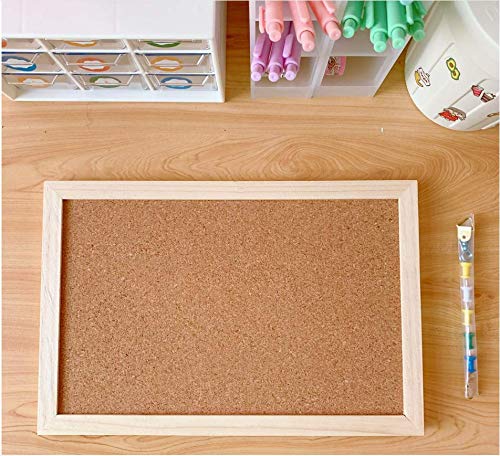 ANNIUP Tablón de anuncios de corcho, 20 x 30 cm, tablero de anuncios de corcho para el hogar, oficina, escuela, pared, tablón de anuncios enmarcado con alfiler, cuerda, tarjeta Cover
