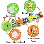 LIGHTDESIRE Baby Toys Musical Caterpillar,Infant Stuffed Animal Toys with Crinkle and Rattles,Soft Sensory Toys with Textures for Tummy Time Newborn Boys Girls 0 3 6 12 Months(Green) - Image 3