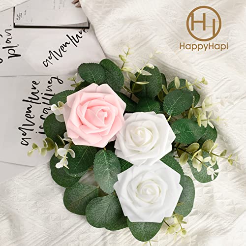 Happyhapi 50Pcs Artificial Flowers Roses Bulk White Foam Fake Roses With Stems For Wedding, Bridal Shower Decorations Fake Flowers Centerpieces Tables Decorations #TOP3