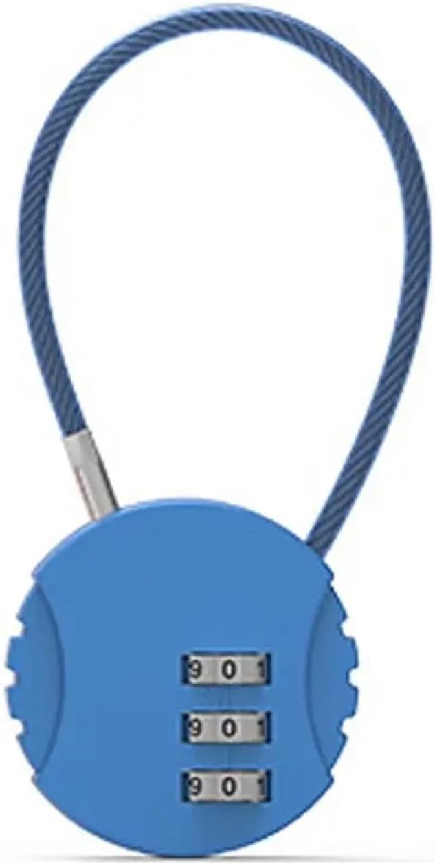 Mini Wire Rope Password Lock Round 3 Dial Digit Travel Luggage Backpack Zinc Alloy Padlock 1Pcs(Red)