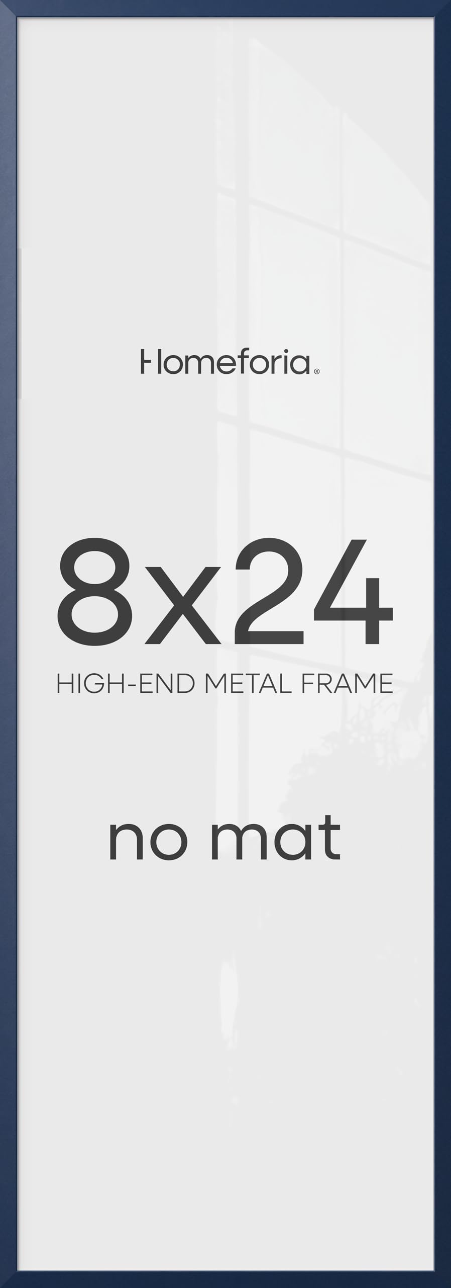 Homeforia 8x24 Blue Panoramic Picture Frame, High-End Metal, Glass | High End Aluminum, Tempered Glass, 8x24 in Edge-to-Edge Display 24x8, Wall Kit, Set Of 2