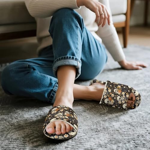 Forchrinse Halloween Slippers for Women Men Open Toe House Slipper Memory Foam Fuzzy Slipper for Spa Hotel Travel2