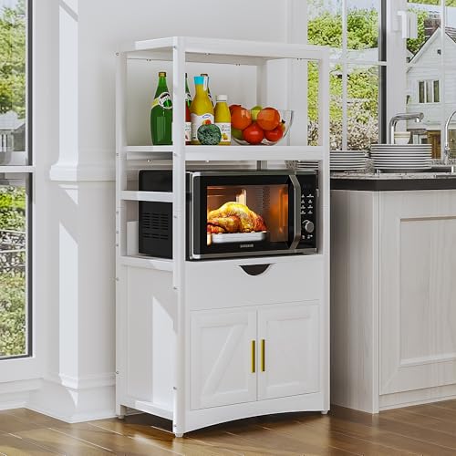 VECELO 2-Tier Microwave Stand with Power Outlet & USB Ports,