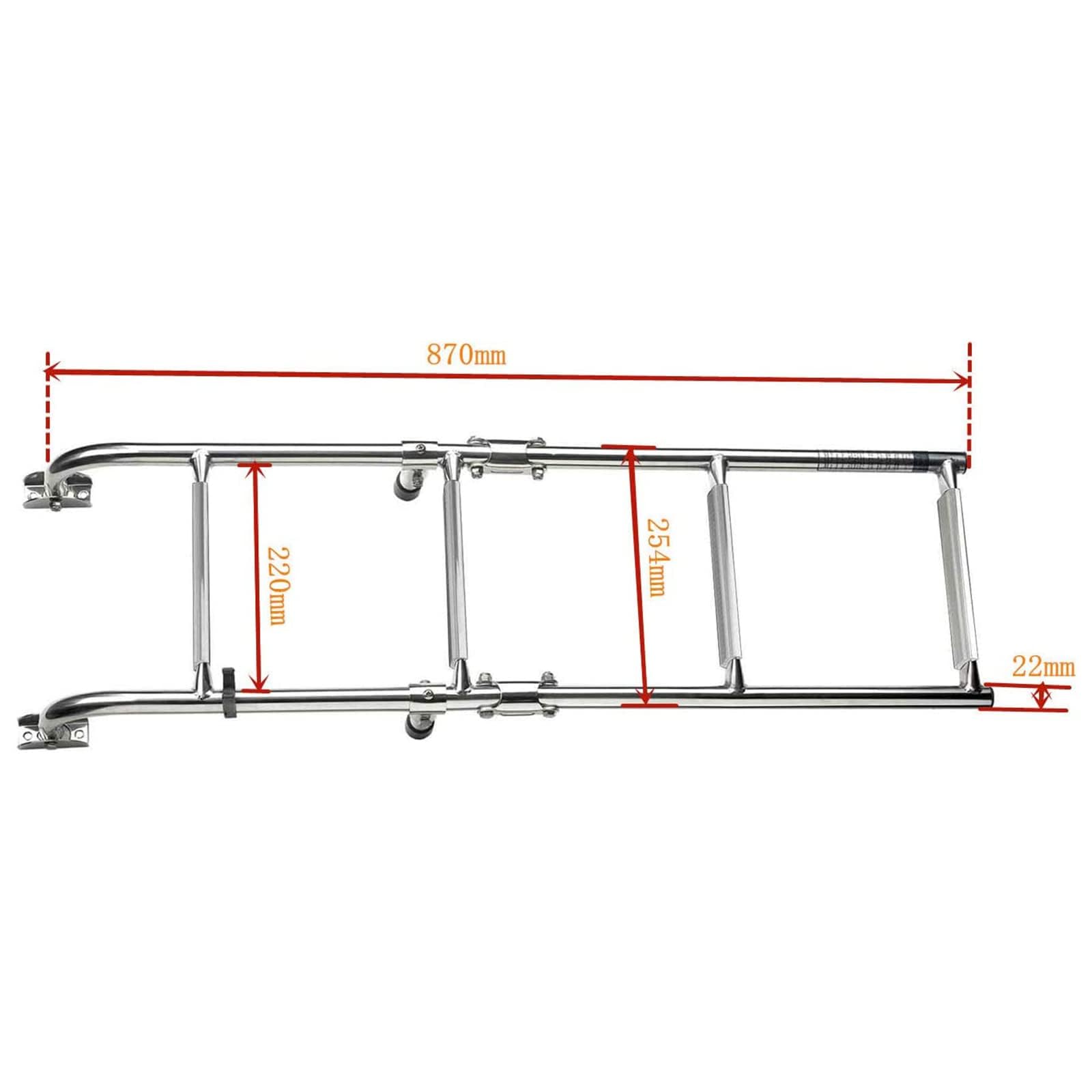 Échelle de bateau à 4 marches en acier inoxydable Échelle marine télescopique avec marche antidérapante, échelle de bain pliable pour bateaux, camping-car, yacht, piscine, pont, charge 200 kg/440 lb