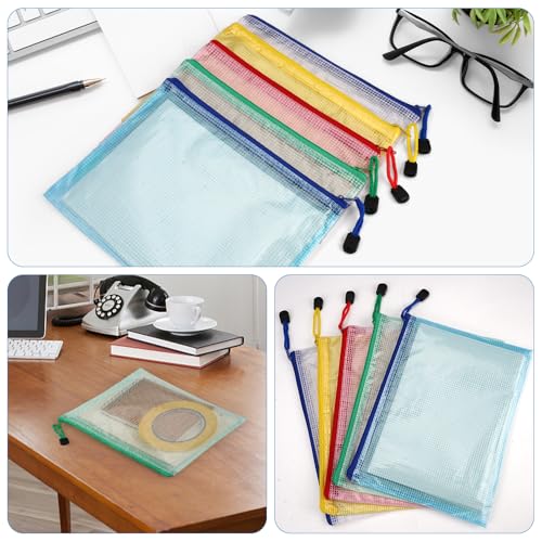 10 Stück Dokumententasche A5, Wasserdichte Mesh-Taschen Reißverschlusstasche, Dokumententasche mit Reißverschluss, Bunt Dokumententaschen Große Kapazität für Datei,Dokumente,Hausaufgaben,Reisezubehör