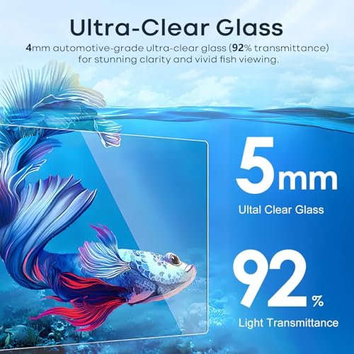 Image of 3 Gallon Glass Fish Tank Cube, Small Aquarium Fish Bowl for Betta Goldfish Snails Shrimp Aquatic Planting, Easy to Maintain Ultra Clear Rimless Design for Desktop Small Spaces