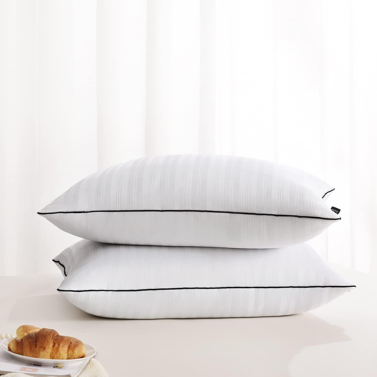 downluxe Bed Pillows Queen Size Set of 2 - Hotel Collection Soft Down Alternative Pillows for Sleeping, Perfect for Side, Back and Stomach Sleepers, 20 X 28
