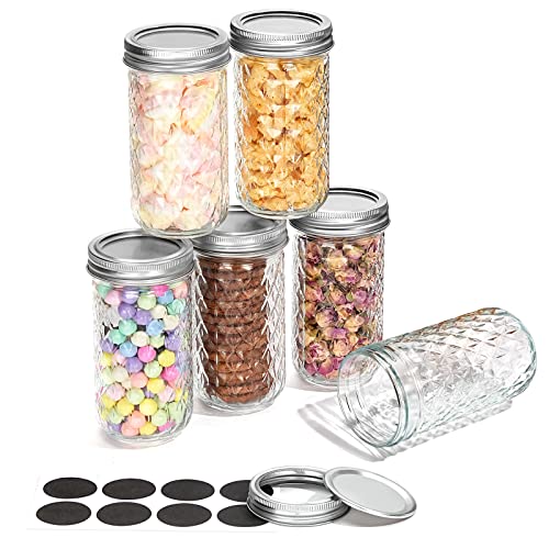 Srnrus Mason Jars 12Oz, 6 Pack Regular Mouth Canning Jars Overnight Oats Containers With Two-Piece Split Aluminum Lids And Bands Idea For Honey, Jam, Shower Favors, Wedding Favors (12 Ounce - 6Pack) #TOP15