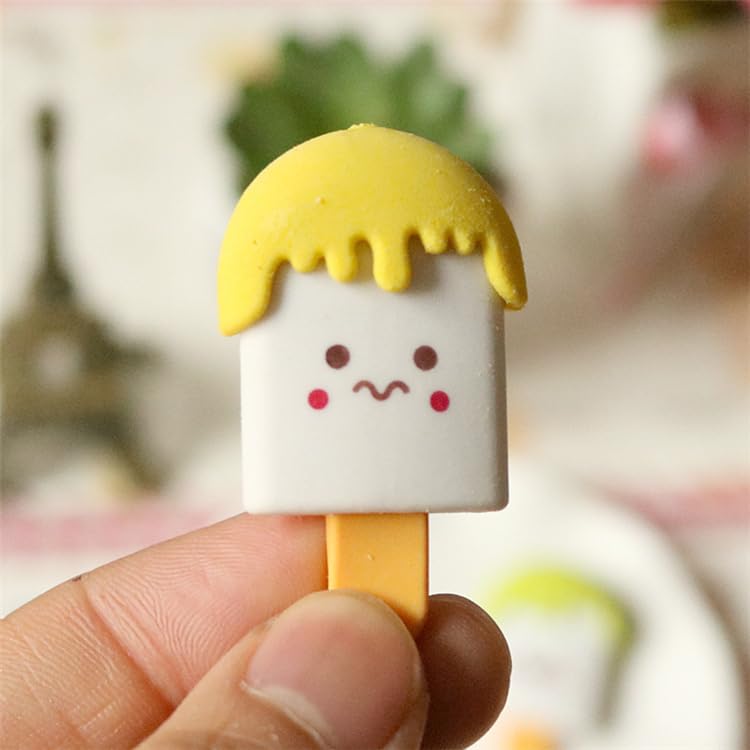 Image of Radiance 12 Pcs Ice Cream Shape Erasers for Kids | Cute Pencil Erasers for Girls & Boys | Fun Stationery | Birthday Return Gift | School Supplies (Multicolor)
