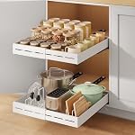 SONGMICS 2 Pack Expandable Pull Out Cabinet Organizer 21"Deep 3 Rail Slide