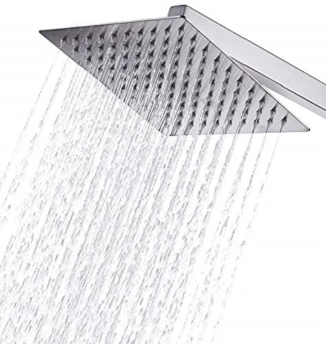 Image of 8x8 inch Square Stainless Steel Overhead Rain Shower Without Arm | Ultra-Thin High Pressure Waterfall Shower Head | Anti-Clog Nozzles | Mirror Finish | Bathroom Fittings (Pack of 2)