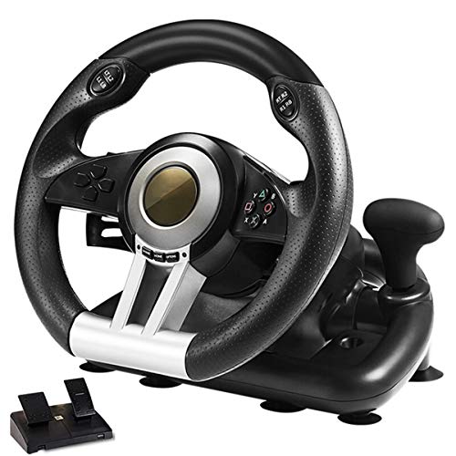 RSTJ-Sjef PC Racing Lenkradsteuerung Mit Pedalen, 180-Grad-Lenkrotations-Feedback Zweimotor-Antriebsrad Für PS3, PS4, Xbox One, Nintendo Switch Cover