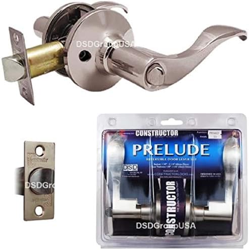 Constructor Prelude Privacy Lever Door Lockset (Non-Keyed) Handle for Bedroom and Bathroom Satin Nickel (Prelude - Privacy)