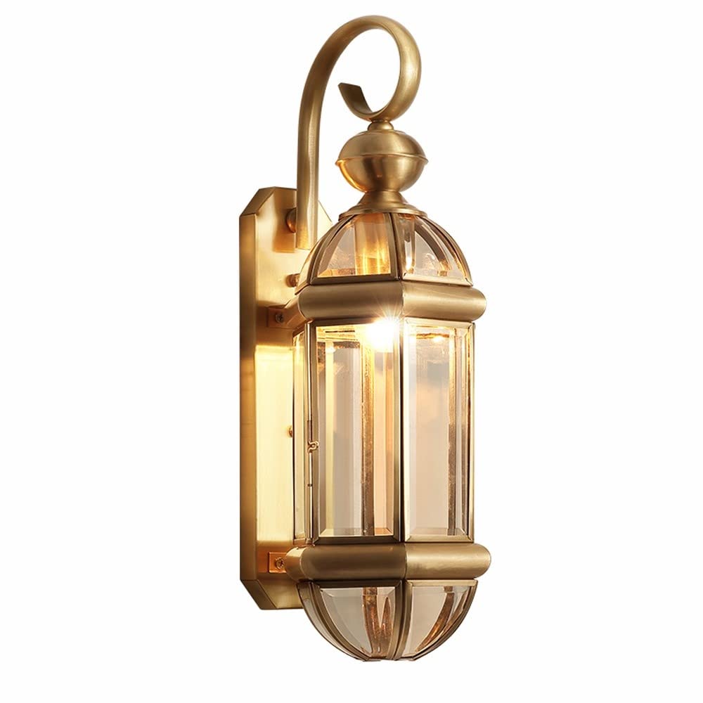HPTHLY Wall Mounted Light Vintage European Style Waterproof Brass Retro Outdoor Lantern Wall Lamp Tradition Victoria Antique Bedside Balcony Corridor Outdoor