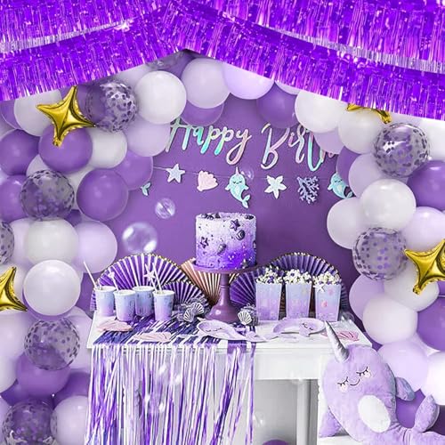 Image of Purple Parade Float Fringe,Fringe banners,Purple Fringe Garland,For Parade Float Decorations,Graduation Ceremony Decorations Festival Celebration,11.8 in x 9.8 ft,4 pack