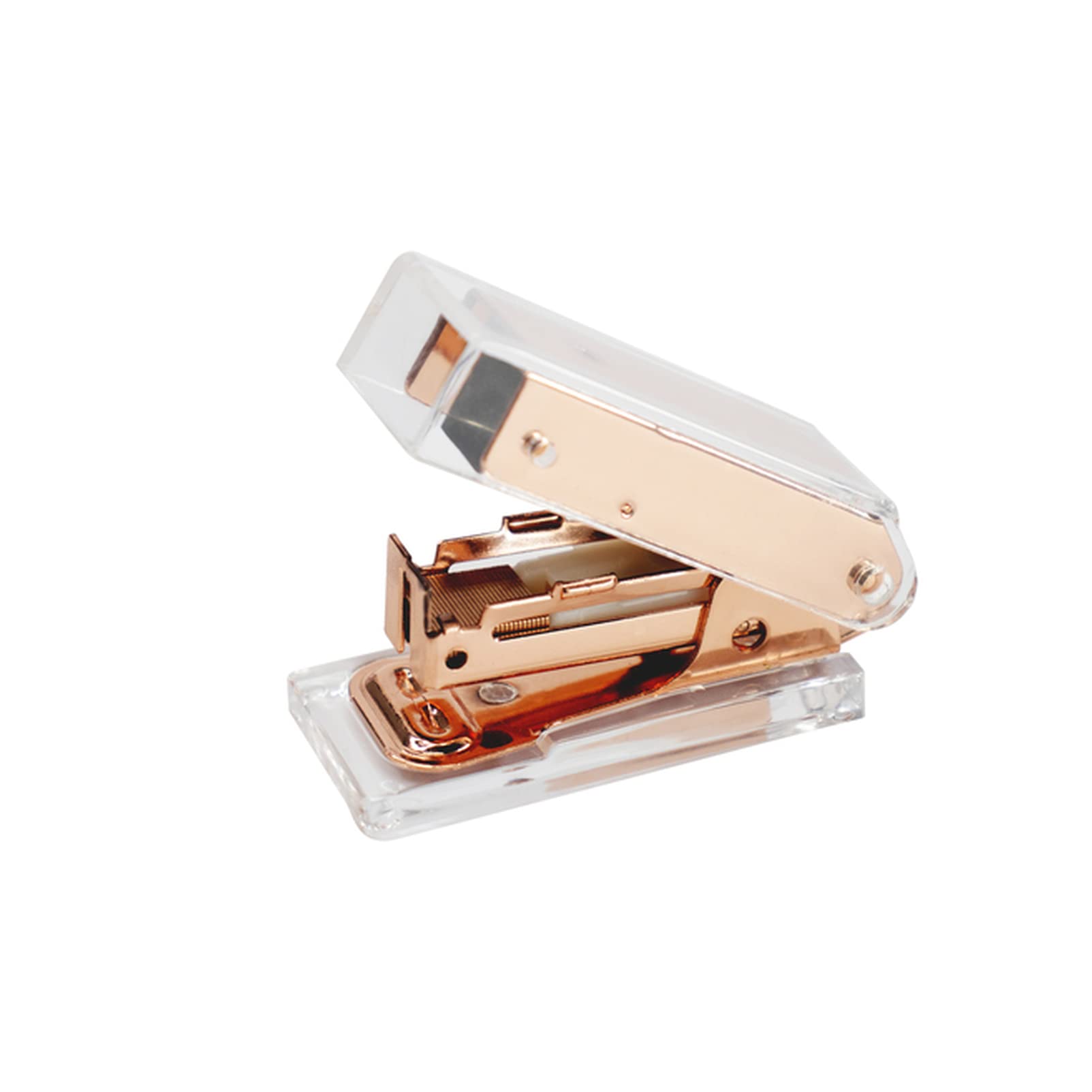 Agrafeuse rose compacte pour organiser vos cours et dossiers de bureau