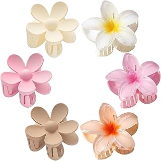 مشابك شعر على شكل زهرة بلوميريت، مشابك قوية التثبيت للشعر المتوسط والكثيف، اكسسوارات شعر لطيفة كبيرة للنساء والبنات، 6 قطع