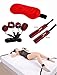 Soft and Durable Bed Straps restraints and Velvet Cloth Eye Mask Blindfold (RED)