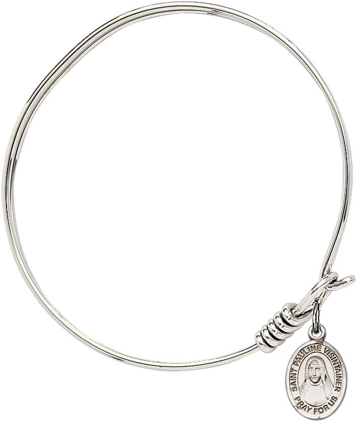 Round Eye Hook Bangle Bracelet w/St. Pauline Visintainer in Sterling Silver