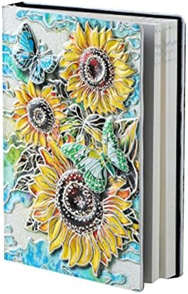CLARA 3D Embossed Sunflowers Journal Notebook A5 Retro Leather Diary Journal Notepad Christmas Birthday Gift(Multicolored Sunflowers)